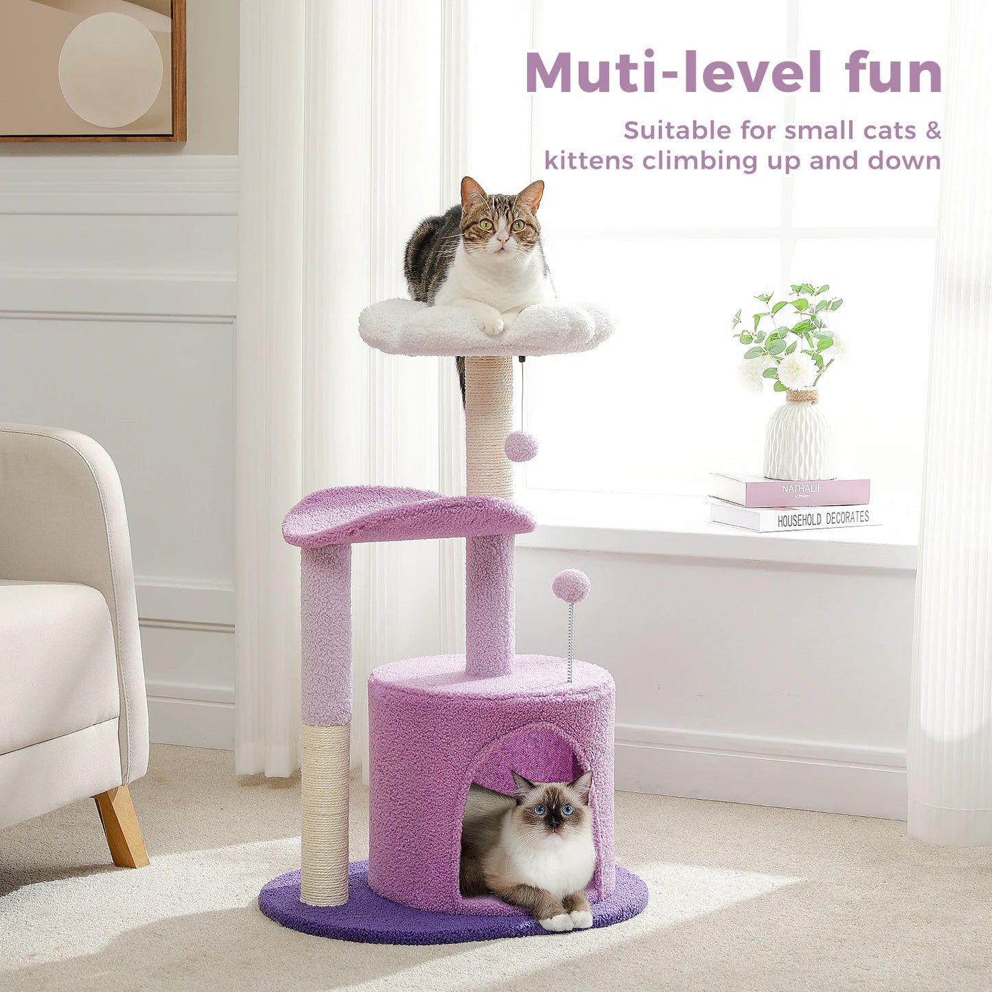 PEQULTICN Flower Cat Tree Indoor Cats Three Tier Tower