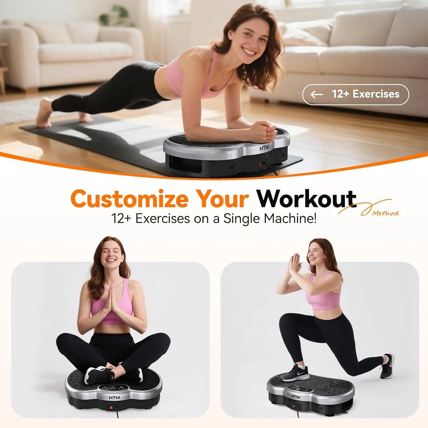 Vibration Plate Exercise Machine Silent 120 Speed Levels Calorie Tracking