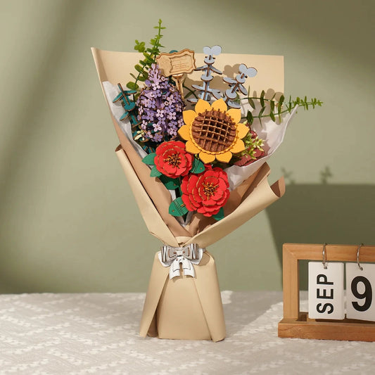 Robotime Wooden Flower Bouquet DIY Puzzle Gifts For Friends