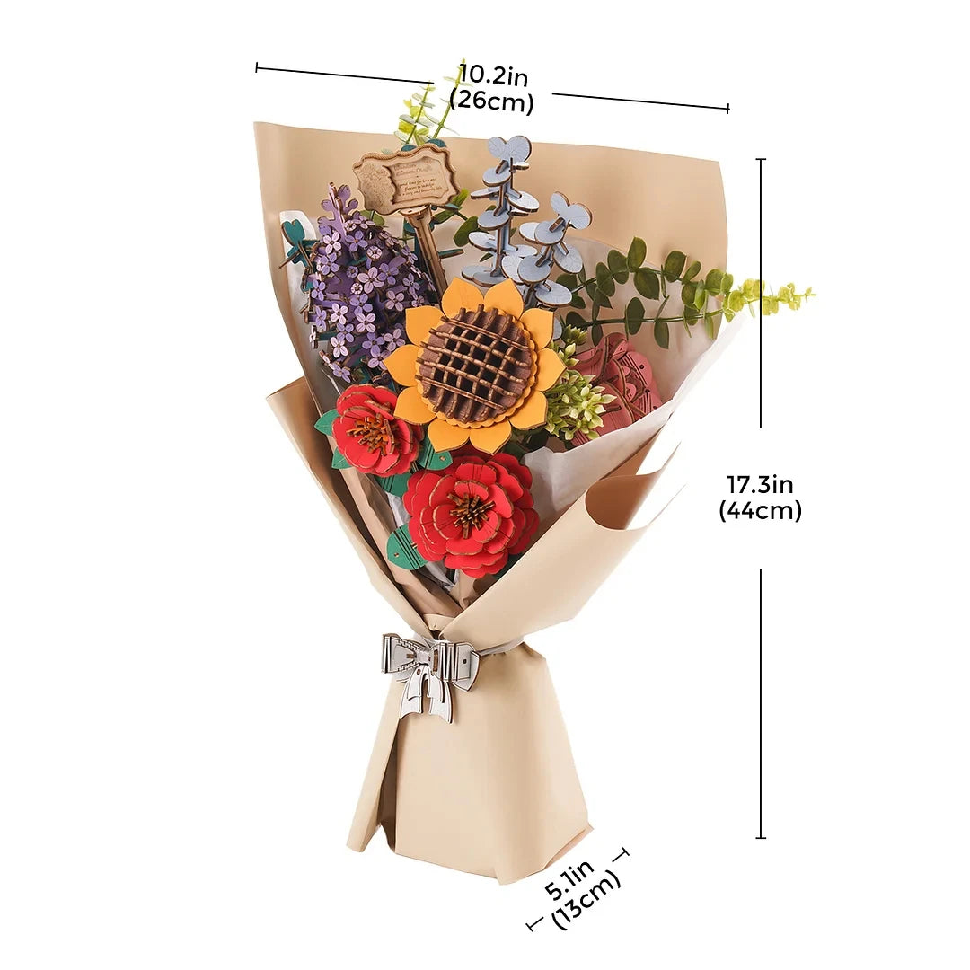 Robotime Wooden Flower Bouquet DIY Puzzle Gifts For Friends