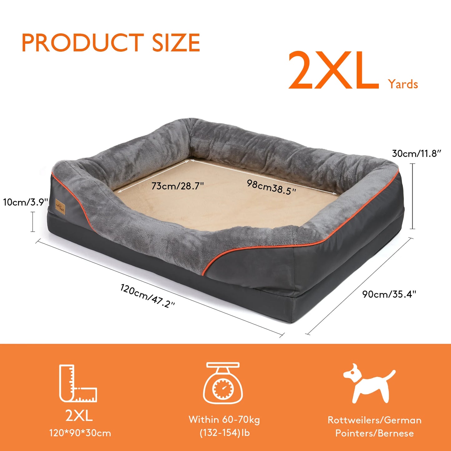 BINGOPAW Large Dog Bed Anti Allergy Warm Fleece Waterproof