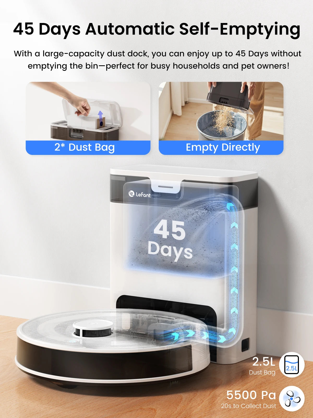 Lefant M2 Pro Robot Vacuum Mop Combo With Self Emptying