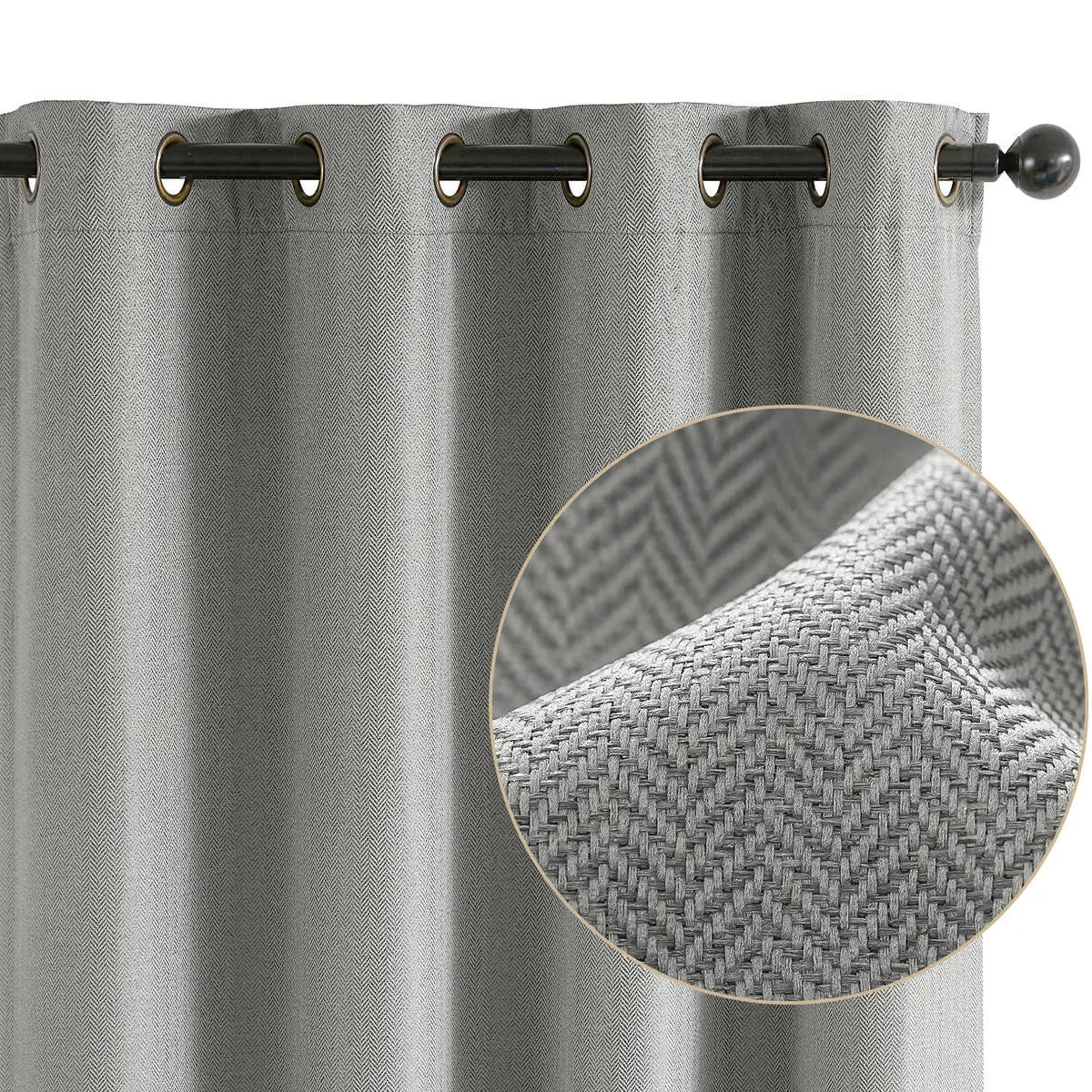 Jinchan Herringbone Grommet Curtains For Living Room