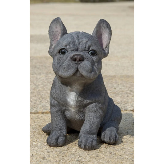 XMSJ Realistic French Bulldog Puppy Statue Polyresin Decor