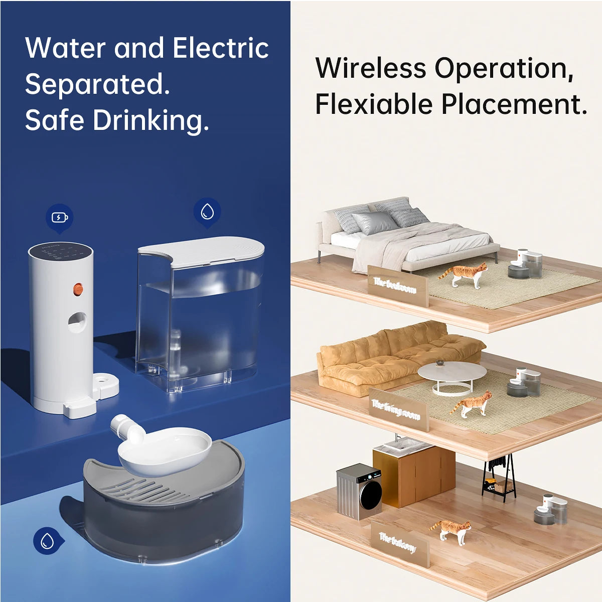 Rechargeable Smart Pet Water Dispenser With Wireless Cat Fountain