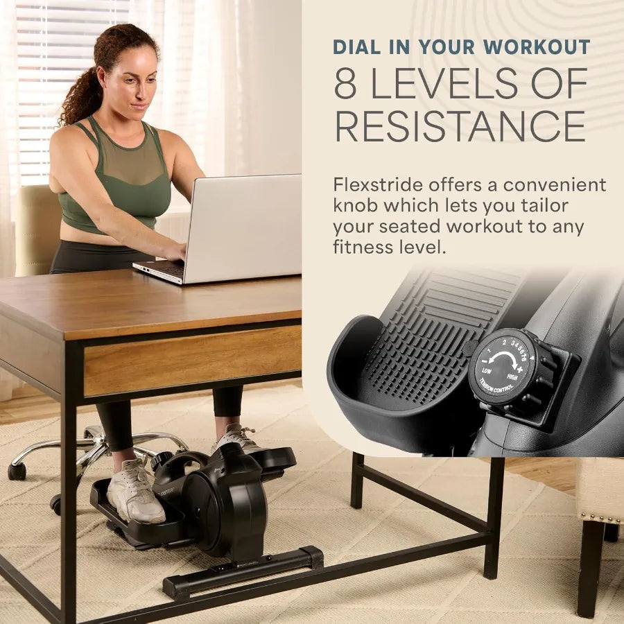 Under Desk Elliptical Exercise Machine – Mini Bike Elliptical for Low Impact Leg & Arm Movement – Quiet Magnetic Resistance, LCD