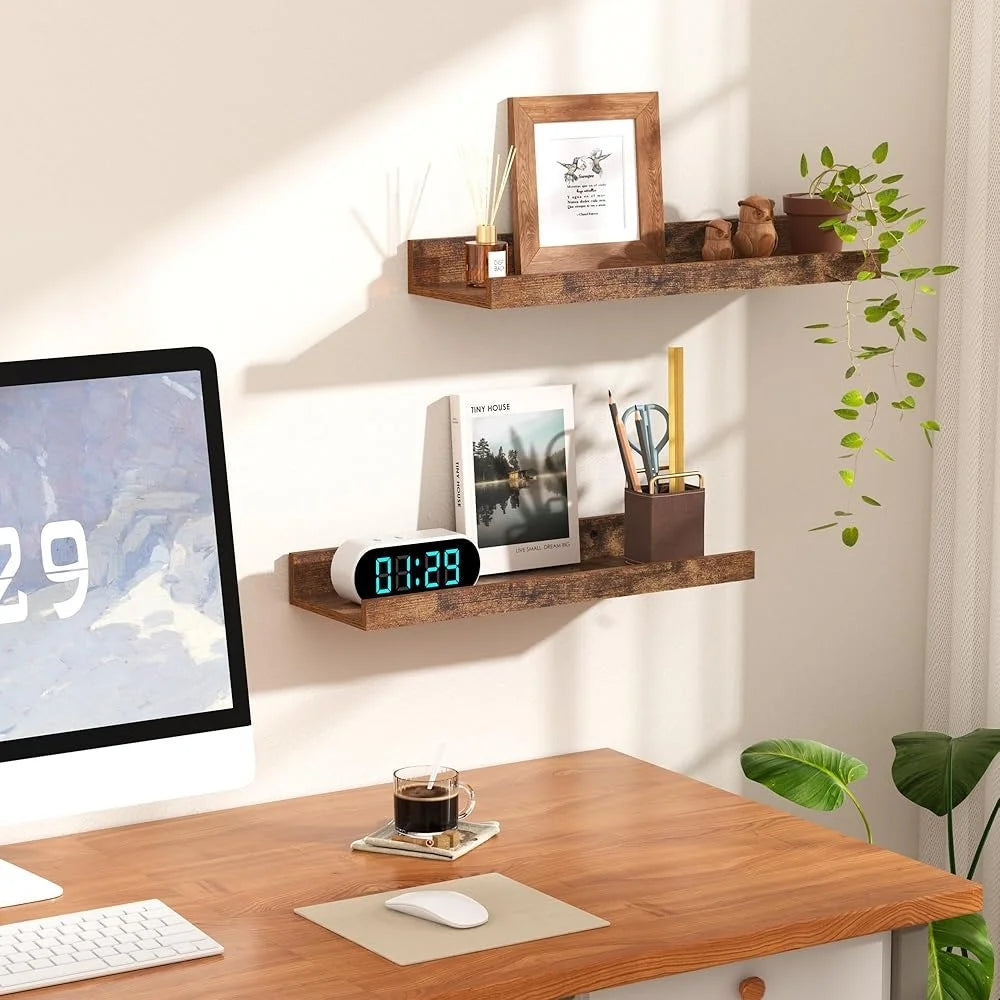 Hign Concerned Floating Wood Wall Shelves Rustic Set