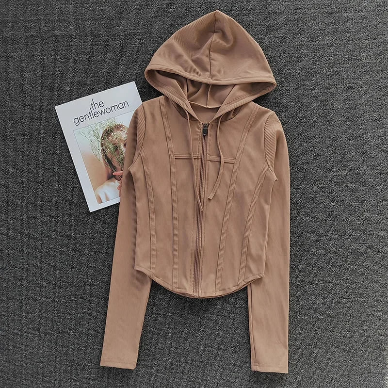 Womens Hooded Fitness Cardigan Quick Dry Sports Jacket