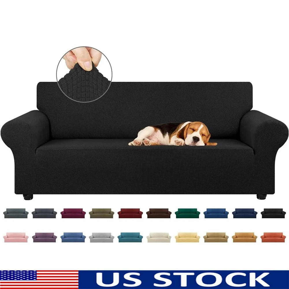 Elastic Stretch Sofa Slipcover Couch Protector 3 Cushion Furniture Cover Pet Friendly Easy Install Anti-Slip Durable Fabric