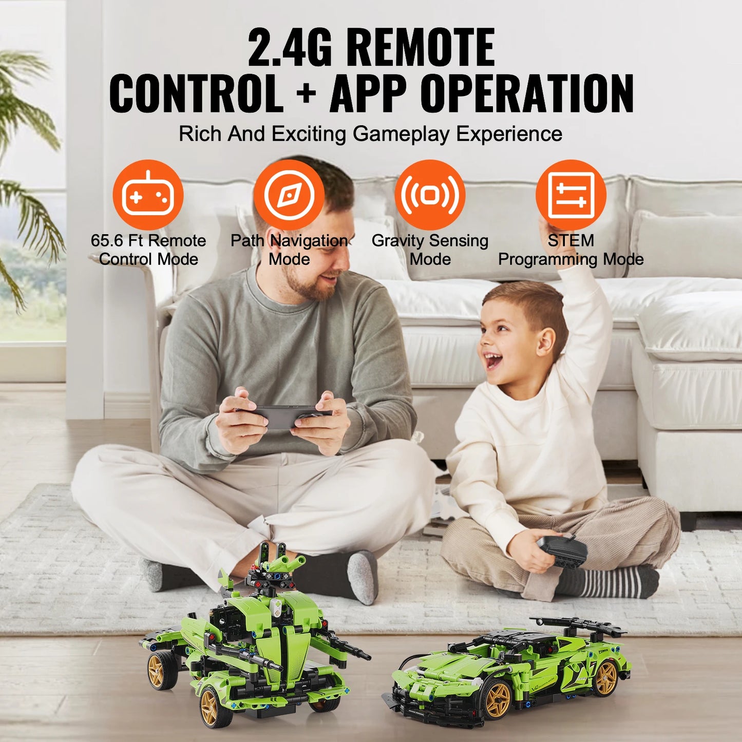 VEVOR 2 In 1 RC Car Robot 461 Pieces STEM Building Toys