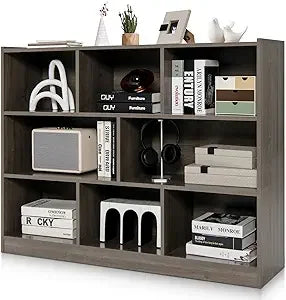 XMSJ Open Wood Bookcase 8 Shelf Display Cabinet For Home