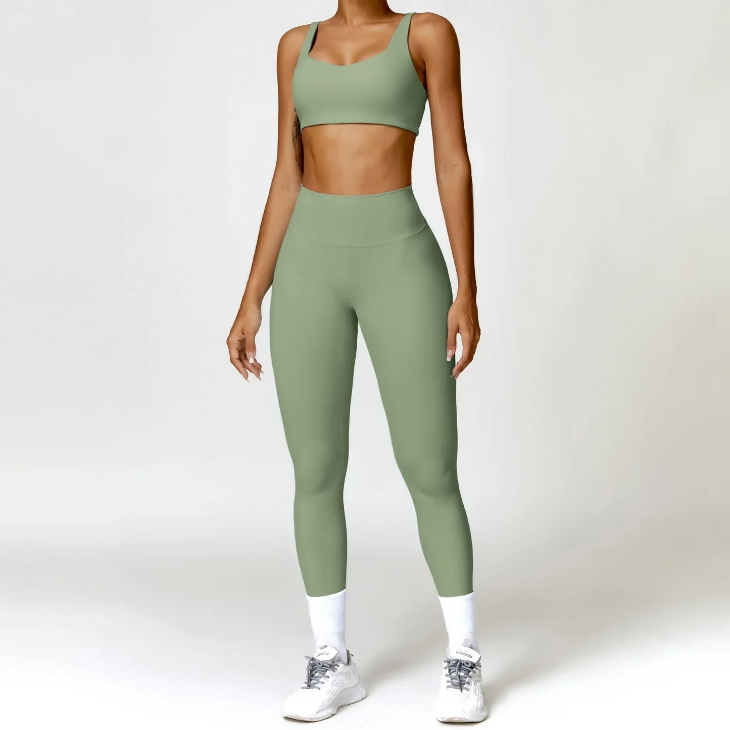 Women Two Piece Fitness Yoga Set Solid Color Gym Wear