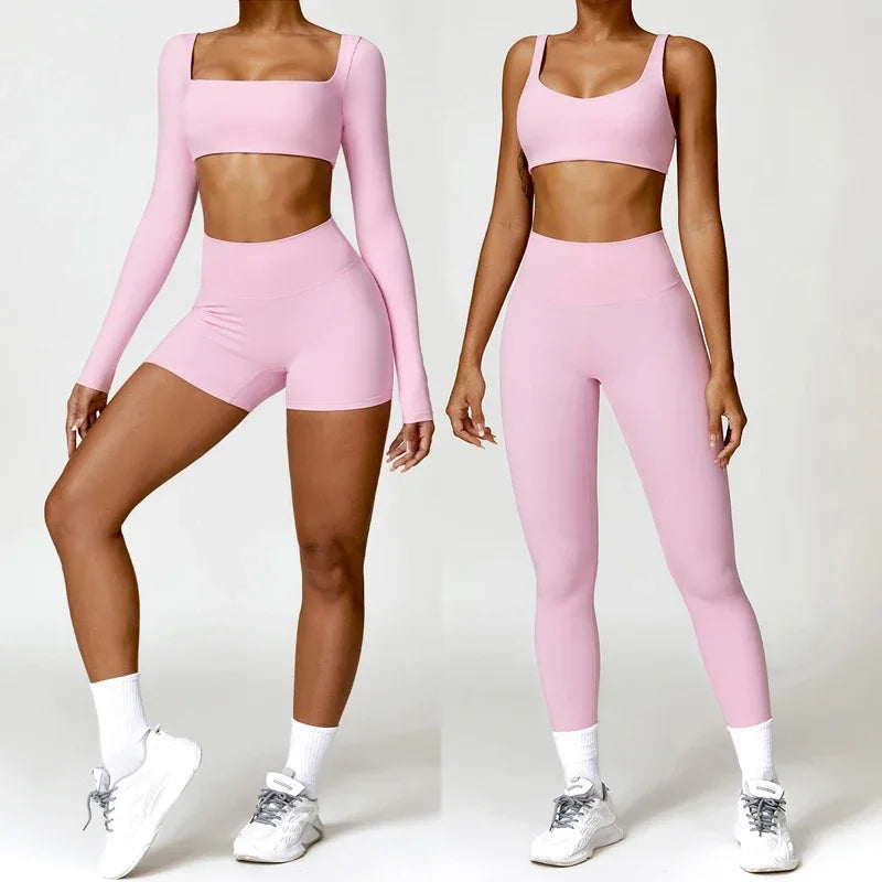 Women Two Piece Fitness Yoga Set Solid Color Gym Wear