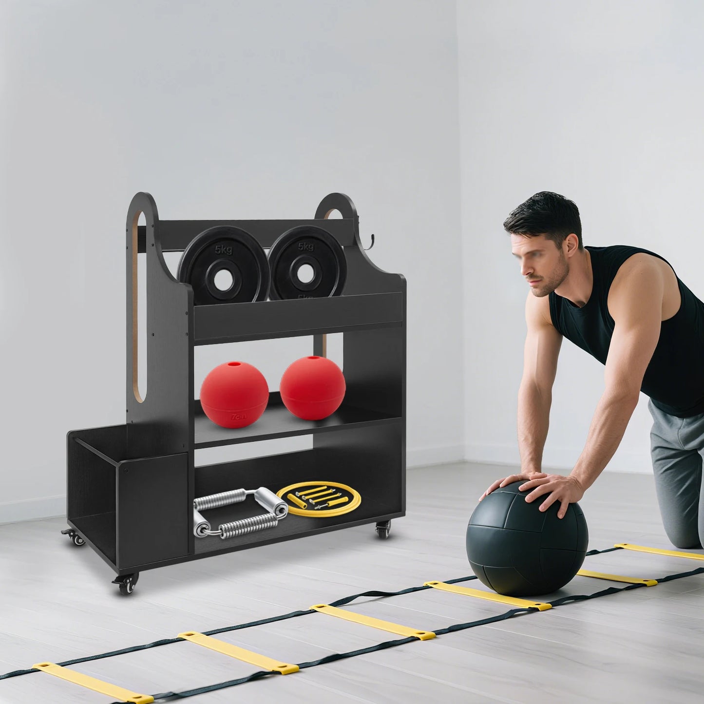 Home Gym Storage Rack Workout Equipment And Yoga Mat Holder