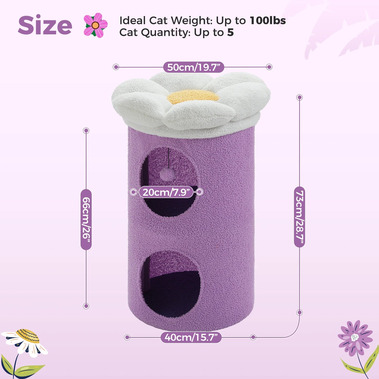 PEQULTICN Double-Deck Cat House with Cozy Condos Indoor